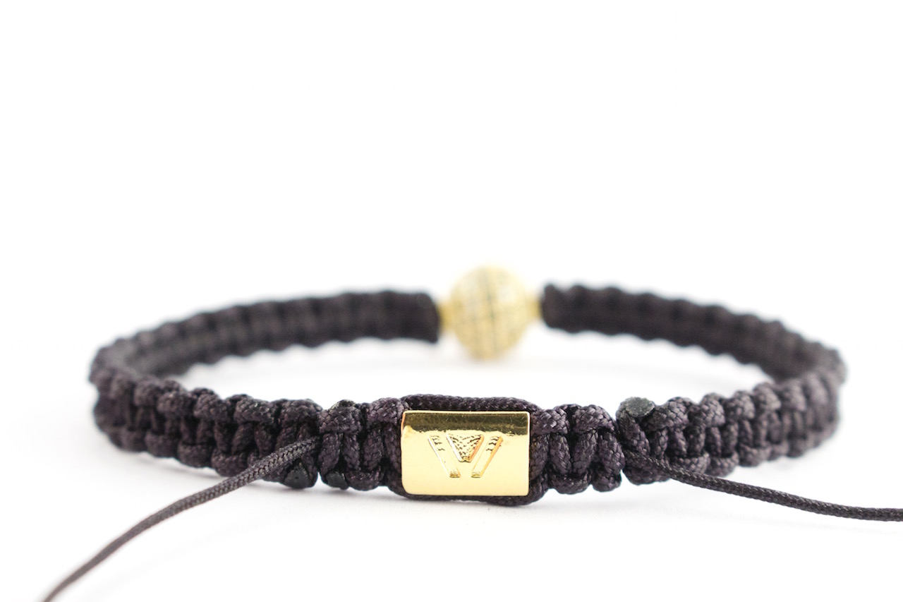 Black Shamballa Bracelet 18kt Gold | Wbracelet