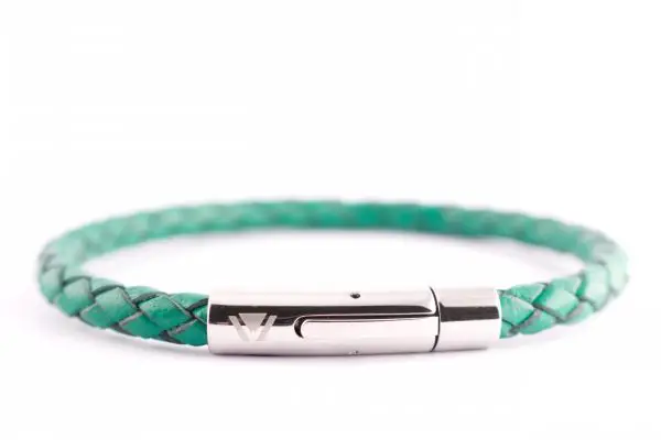 green braided leather stainless steel