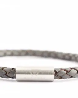 grey braided leather stainless steel