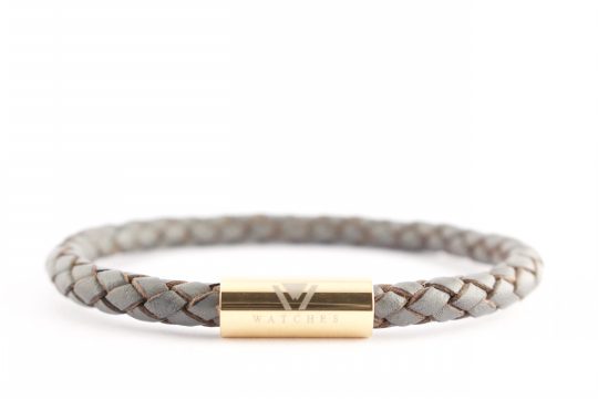 5mm grey braided leather bracelet