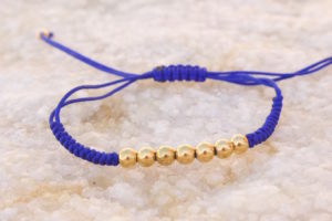 18kt Yellow Gold Blue Micro Macrame Bracelet