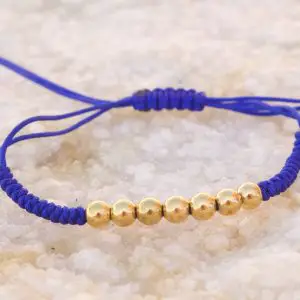 18kt Yellow Gold Blue Micro Macrame Bracelet