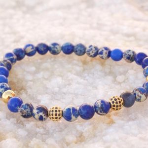 18kt Yellow Gold Blue Sediment Bead Bracelet II