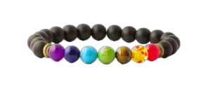 Chakra Stone Bracelet with Black Beads